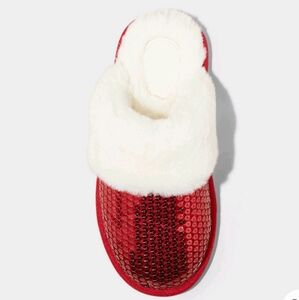 Kids red sequin slippers